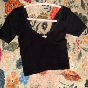 PacSun Black Lace Trim Crop Top